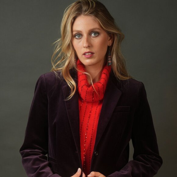 Preppy Purple Velvet Schoolboy Blazer by J.Crew, Size S - Picture 3 of 9